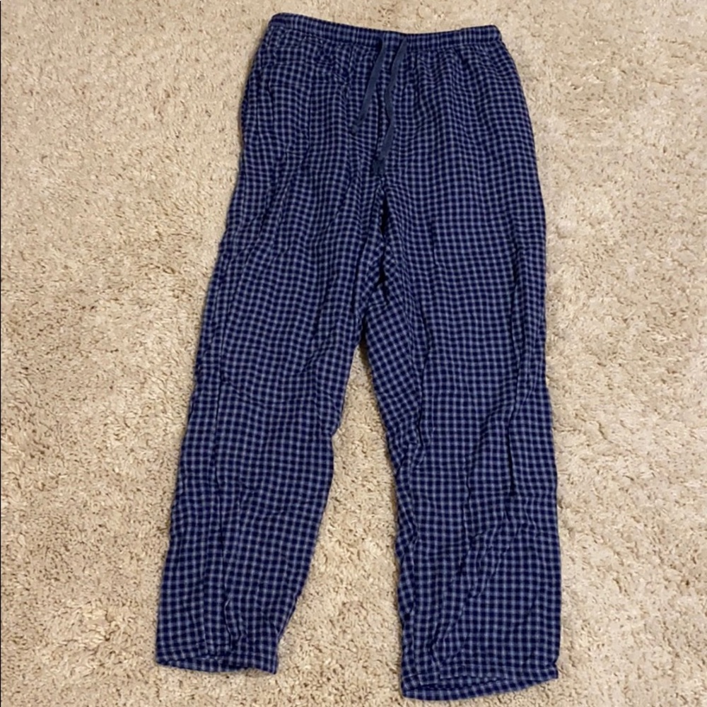 Blue plaid pajama pants